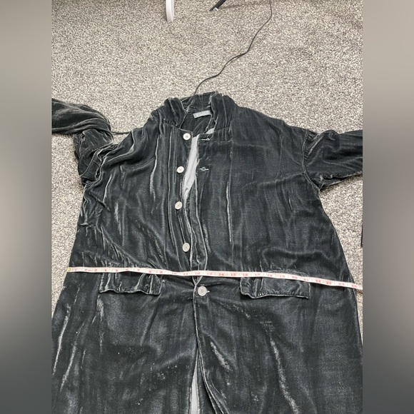 CP Shades Dark Gray Velvour Boho Longline Oversized Duster M Silk Blend Hippie - Picture 11 of 12